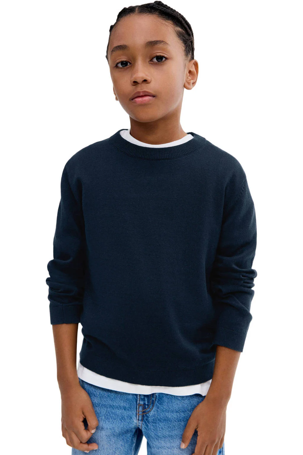 Mango Kids pullover marine fijn gebreid