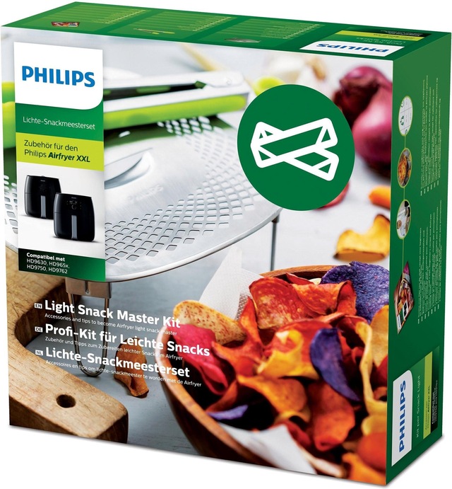 Philips Grillpfanneneinsatz »HD9954/01 Snack Profi-Kit« Edelstahl | Silikon 3 Stk. tlg. Snackdeckel+ Zange für Airfryer XXL HD96XX, HD97XX, HD98XX