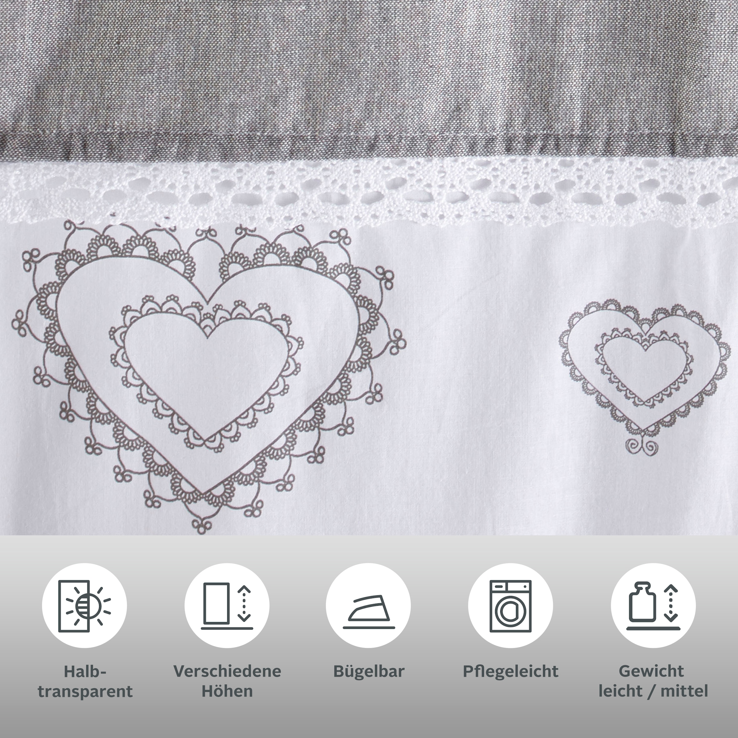 my home Gardine »Louis« Stangendurchzug 1 Stk. tlg. halbtransparent, einseitig bedruckt