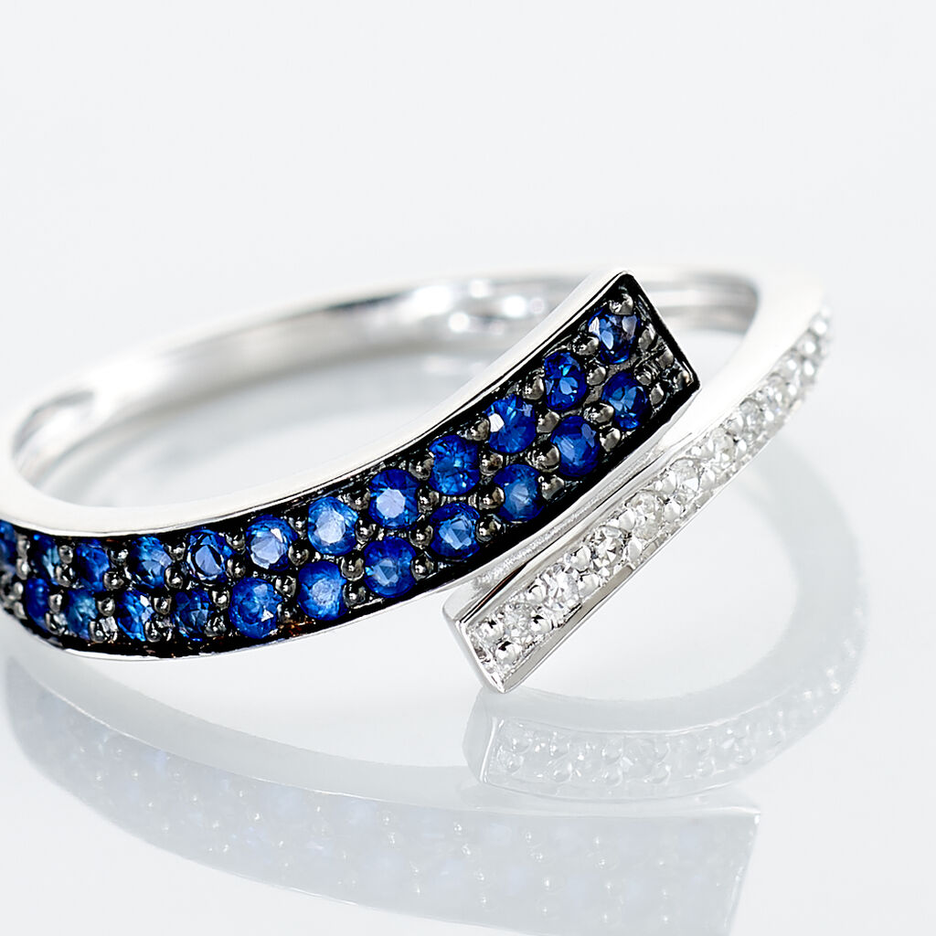 Bague Amelie Or Blanc Saphir Et Diamant