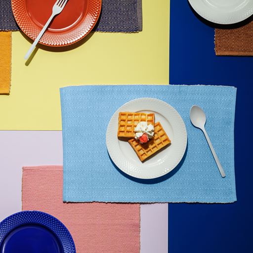 Lyngby Porcelæn Herringbone Dækkeserviet, Turquoise, 43x30 cm