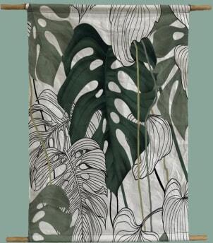 Intratuin wanddoek Monstera wit / groen 45 x 30 cm
