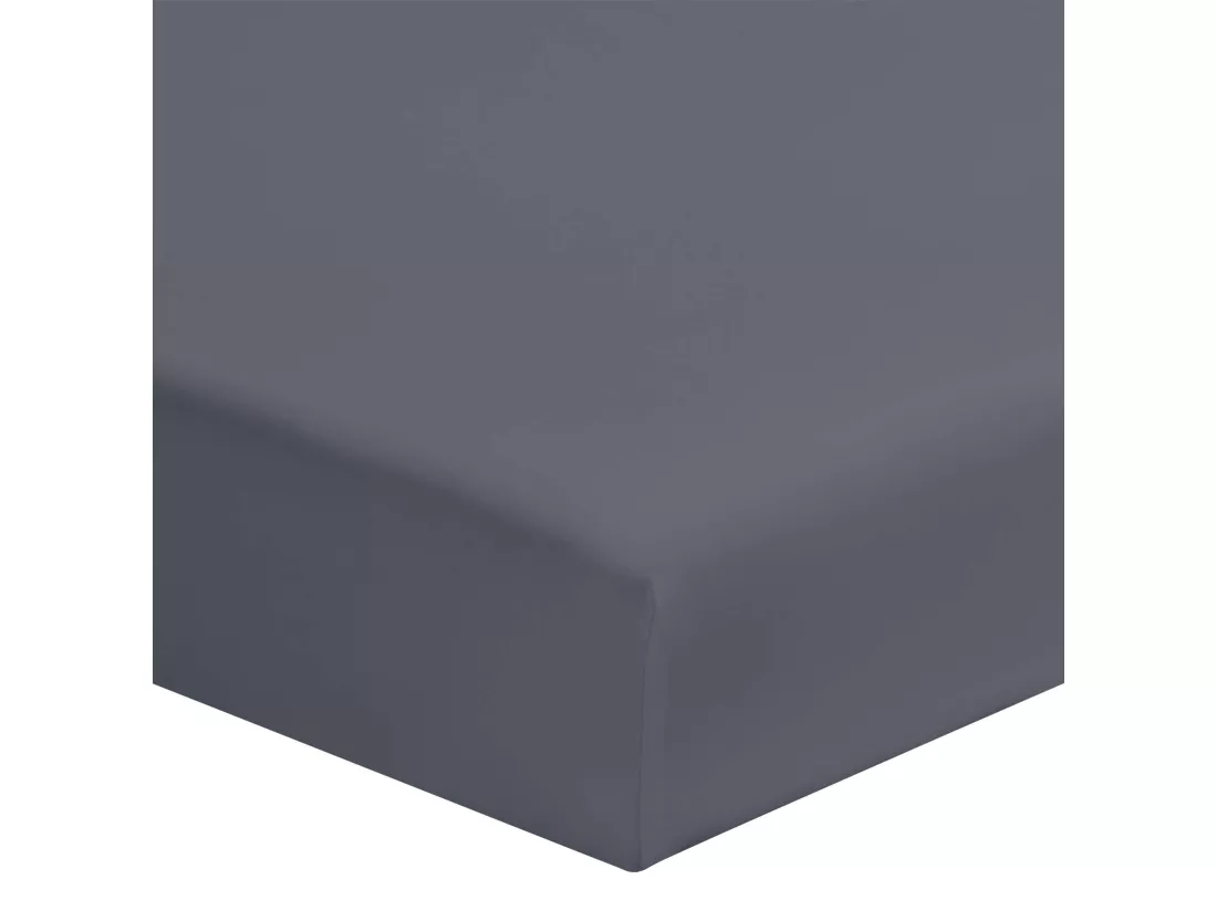 Drap housse percale gris ardoise bonnet 30 cm 140x200