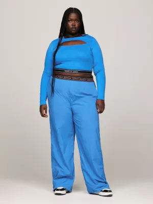 Calças de moletom folgadas com cós elástico e logo repetido