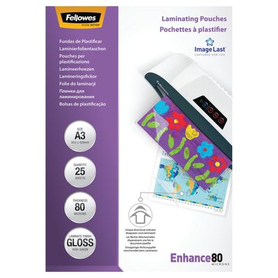 Fellowes - 25 pochettes de plastification A3 (303 x 426 mm) - 80 microns - brillantes