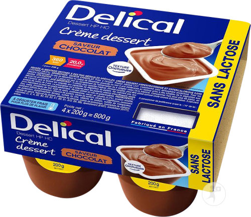 Delical Crème Dessert HP-HC Sans Lactose Chocolat Pots 4x125g