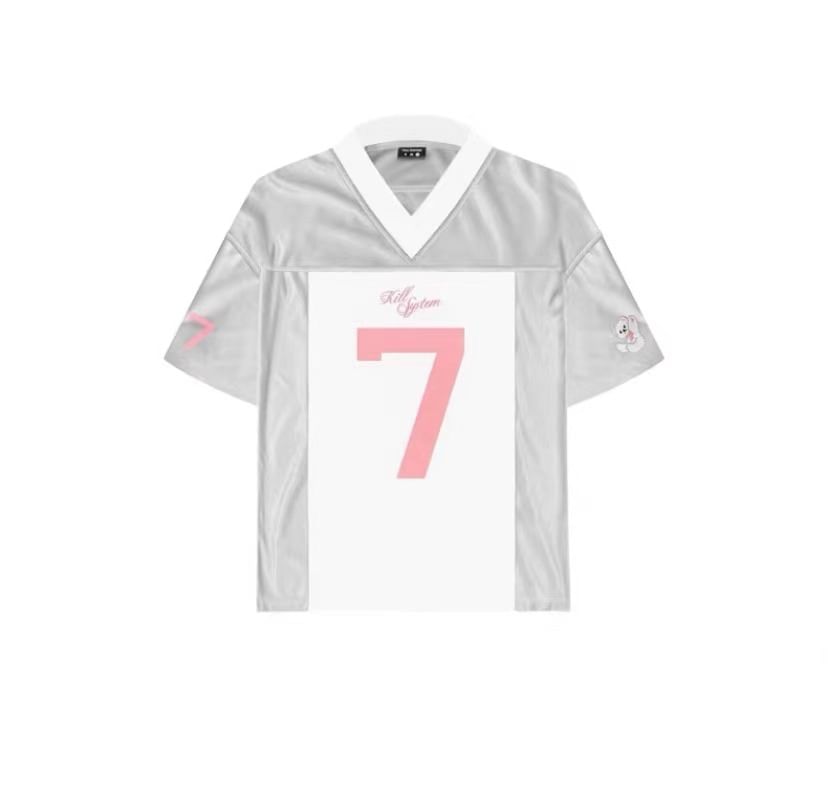 JVL - T-shirt met korte mouwen, V-hals en nummeringprint