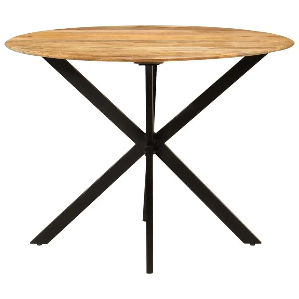 vidaXL Eettafel - Ronde tafel - Massief mangohout en staal - Ø110 cm