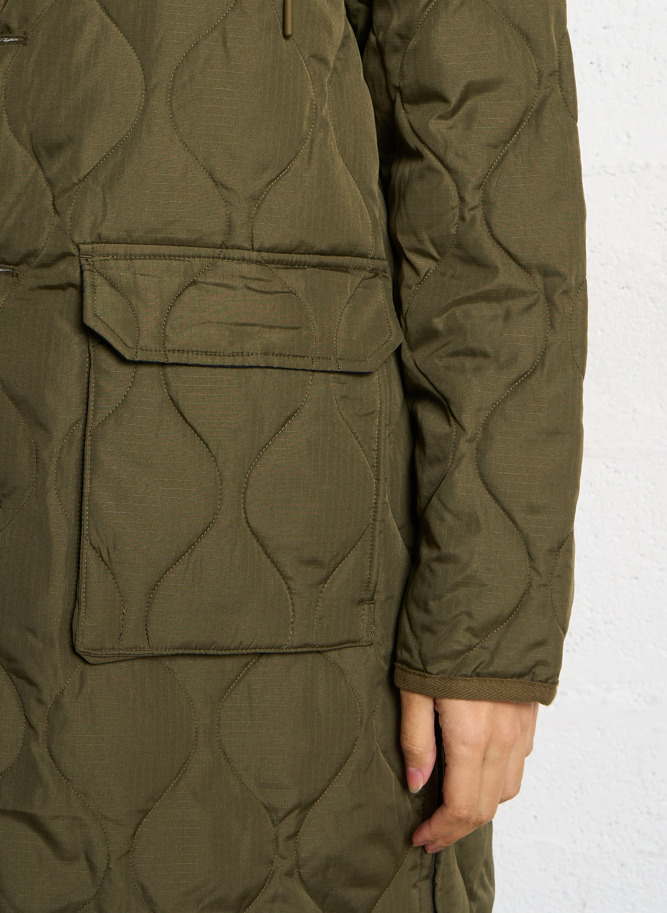Manteau droit à capuche | Kaki