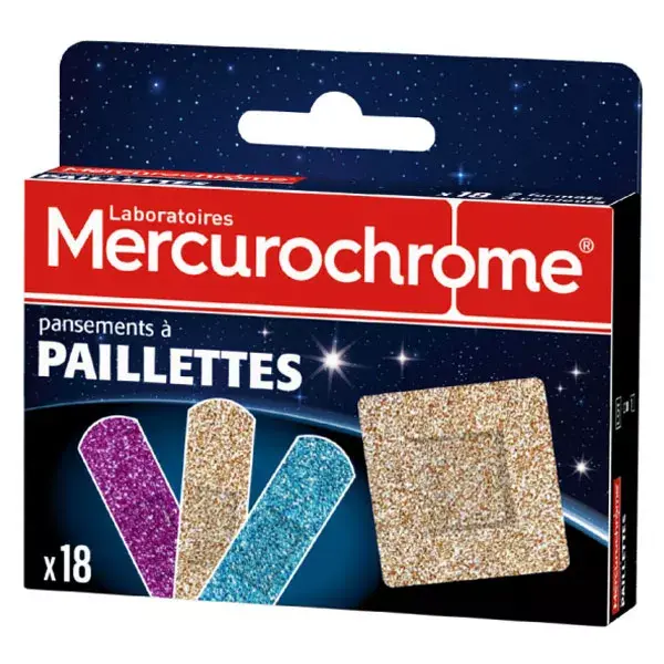 Curativos com glitter de mercurocromo, 18 unidades