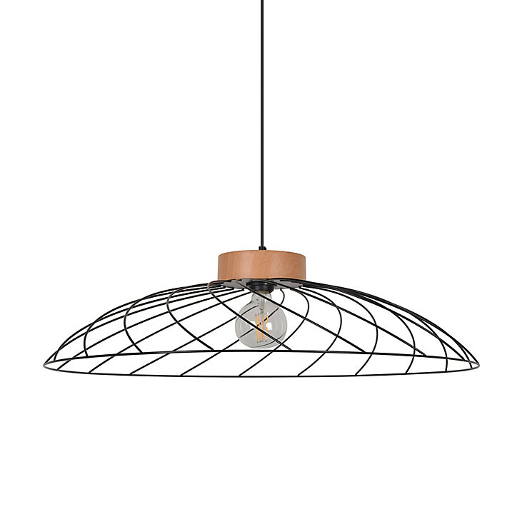 Suspension Kento E27 IP20 15W Ø.78 x H. 104 cm Corep noir et naturel