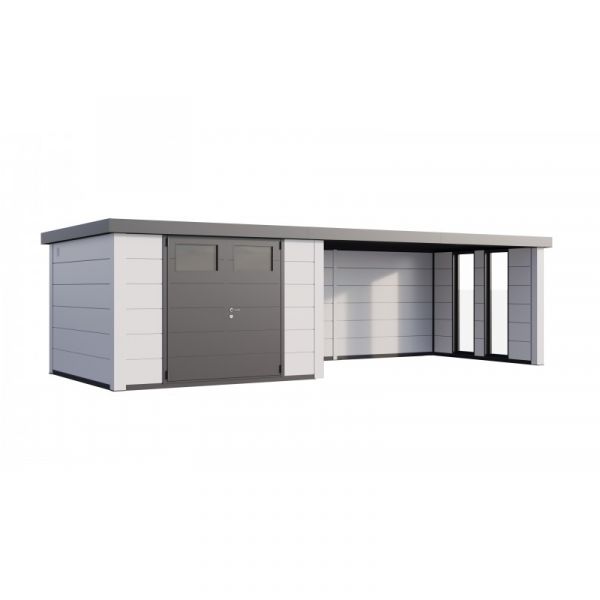 Telluria Abrigo de Jardim Metálico NH9 com Apoio Grande e Janelas à Direita Branco / Branco (328 x 298)   (344 x 298) Aço Galvanizado