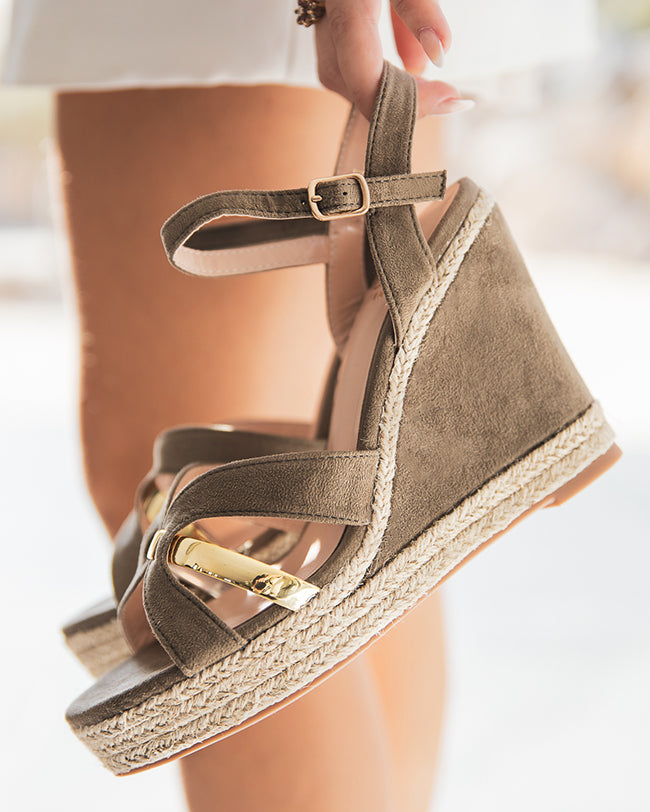 Sandale femme compensée corde kaki - Léa