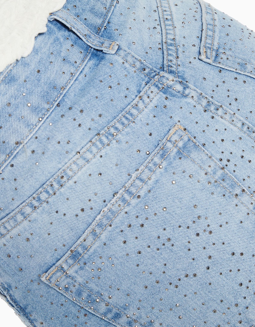Calções jeans com strass
