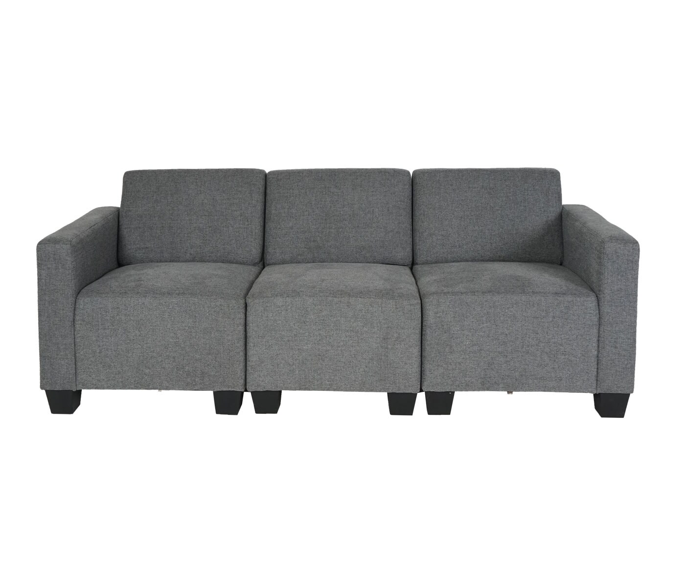 Modular 3-Sitzer Sofa Couch Moncalieri, Stoff/Textil ~ grau