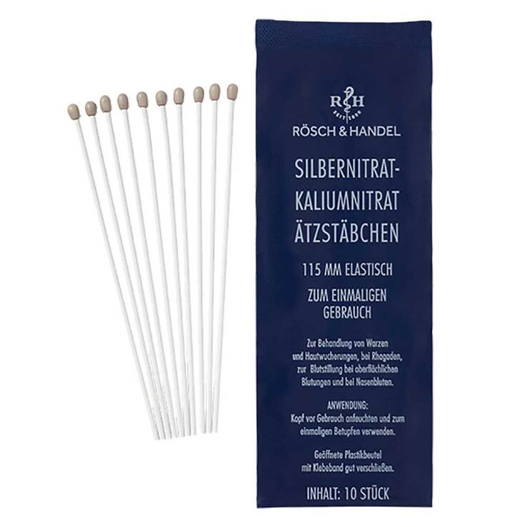SILBERNITRAT-KALIUMNITRAT ÄTZSTÄBCHEN 115 mm elastisch, 10 St