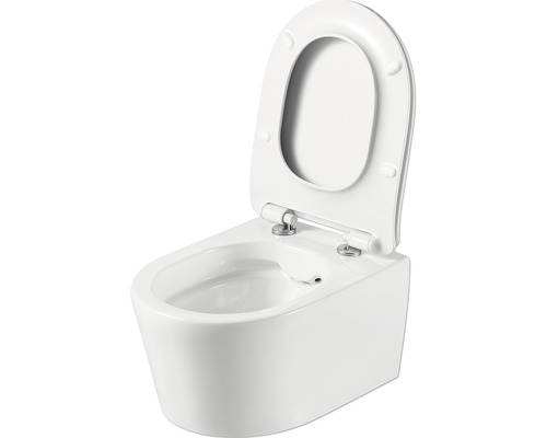 Jungborn wandclosetset ONE48, randloos, verkort, glanzend wit, met toiletzitting en softclose-mechanisme