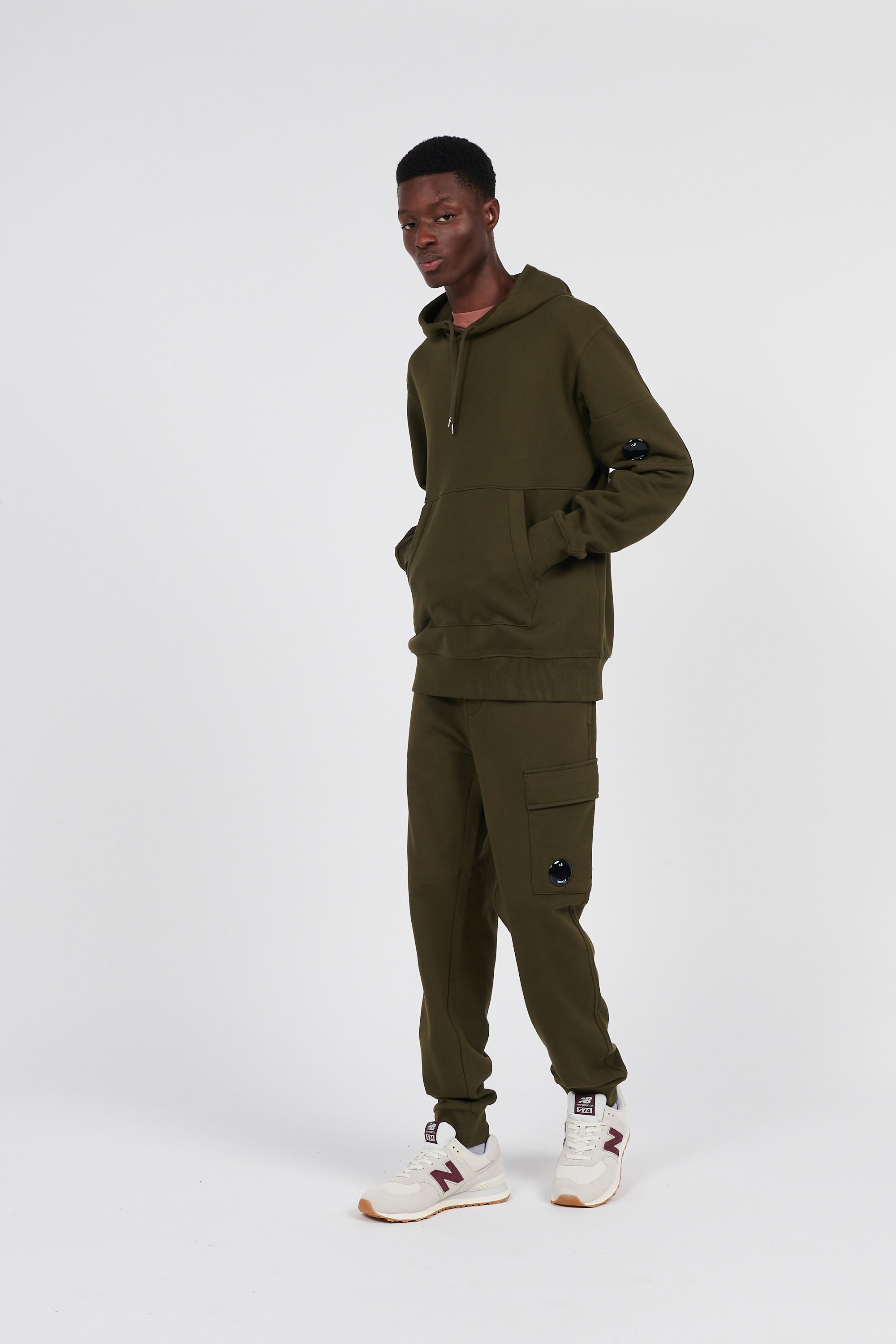 C.P. COMPANY Hoodie DIAGONAL RAISED FLEECE LENS HOODIE Vert