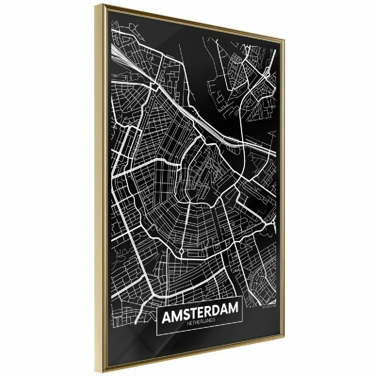 Paris Prix Affiche City Map Amsterdam 20x30 cm - Or