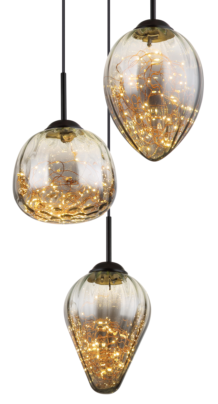 LED-Hängeleuchte - schwarz matt-rauchfarben-klar - Ø 40 cm