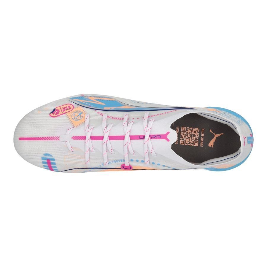 PUMA Ultra 5 Ultimate FG Volume Up - Blanc/Bleu/Poison Pink/Fizzy Melon