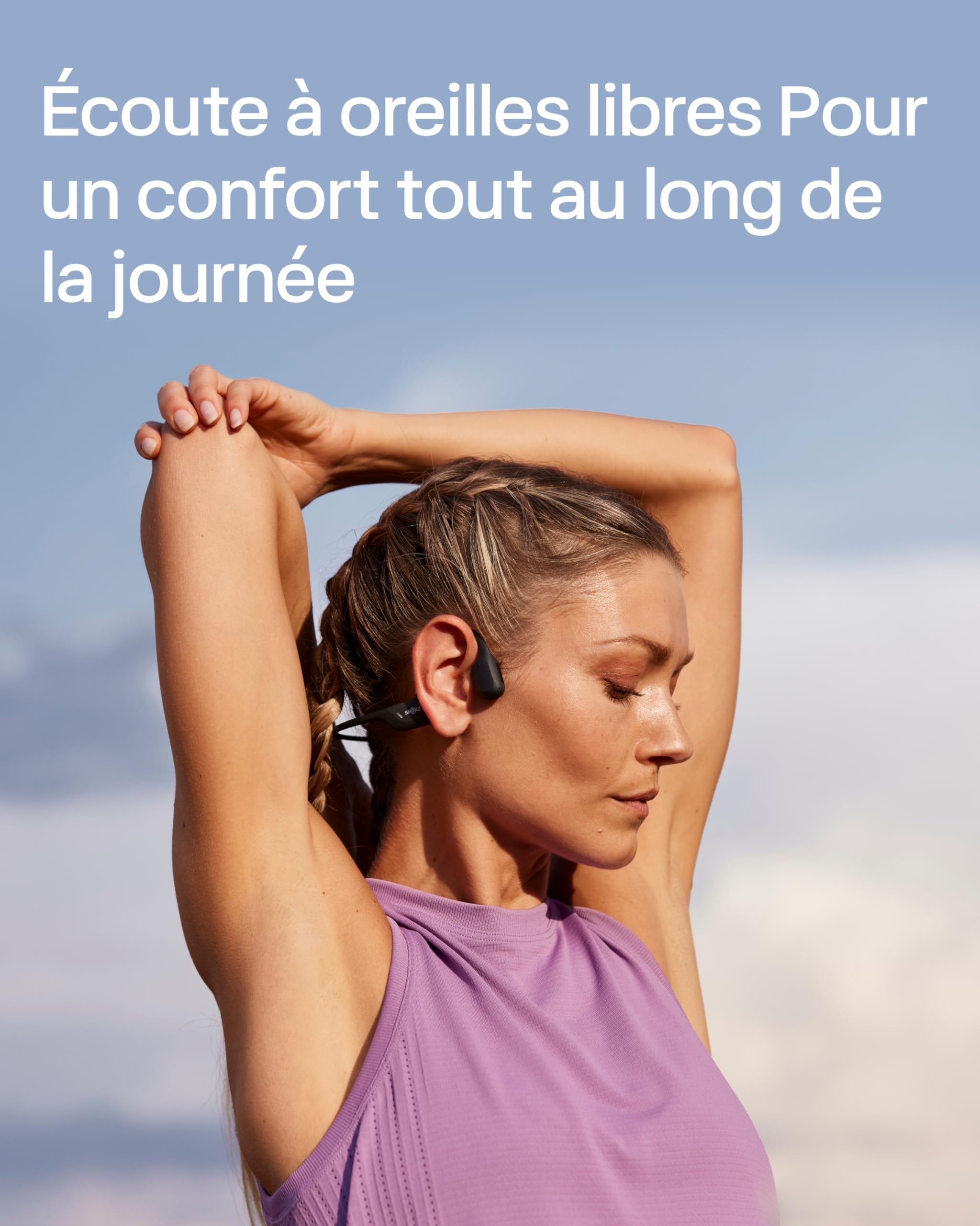 SHOKZ OpenRun Pro Casque à Conduction osseuse, écouteurs Bluetooth oreillles Libres pour Le Sport avec Micro, Casque sans Fil étanche IP55, 10H d’autonomie, Bandeau de Sport Noir