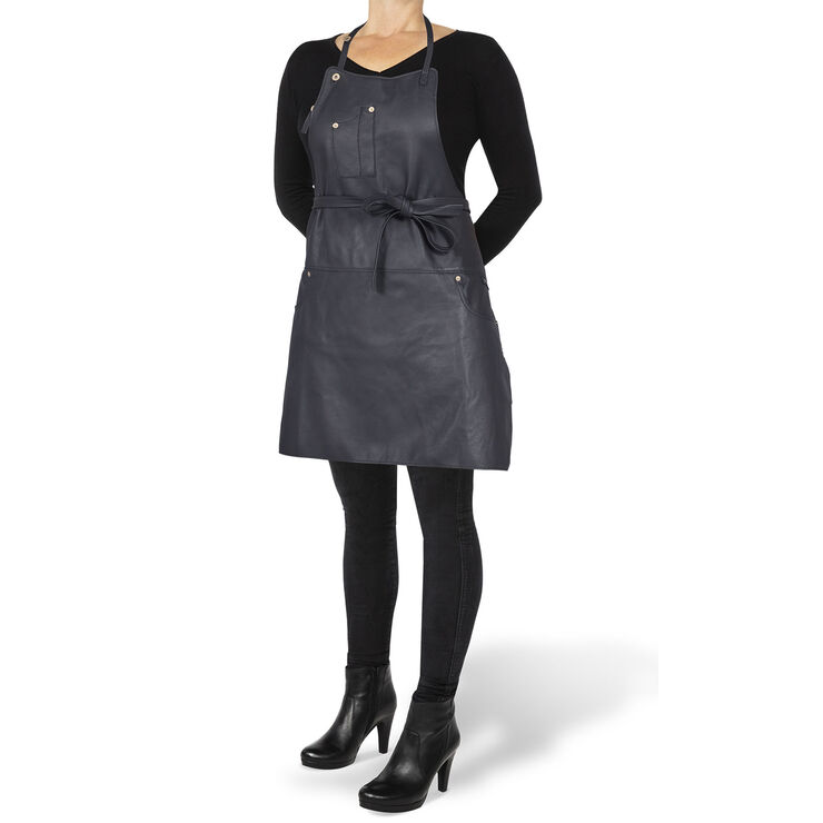 DutchDeluxes Five Pockets Apron, Slim Fit, Full Grain Leather Black Black