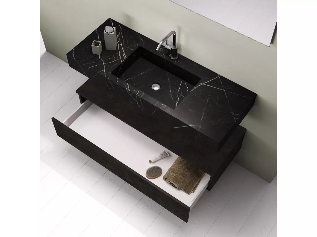 Ensemble de salle de bain 5 pièces ASTRA noir graphite/pierre de lave