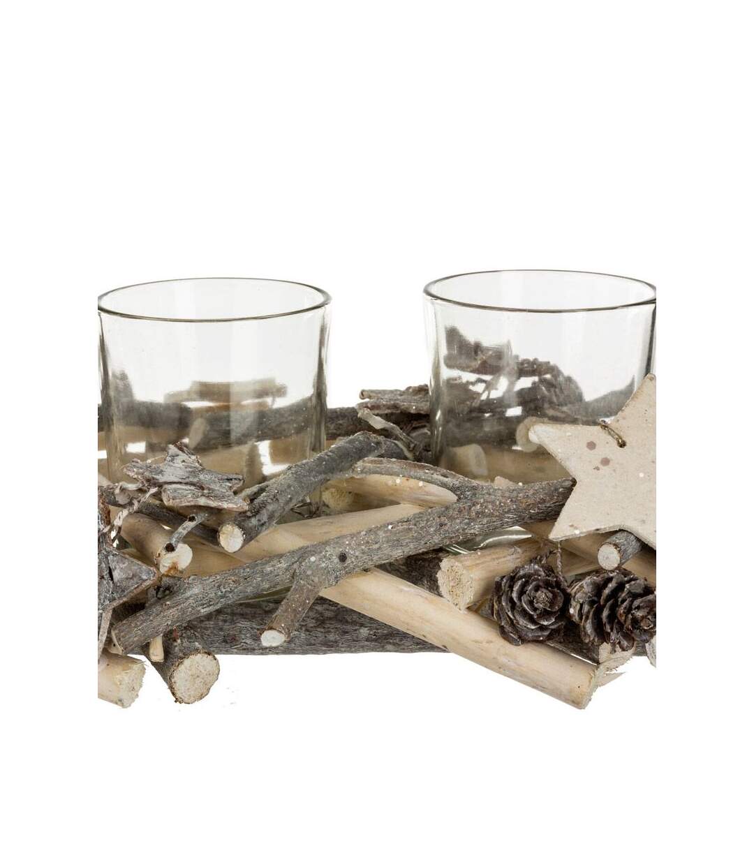 Centre de Table 4 Photophores Hors Piste 38cm Gris