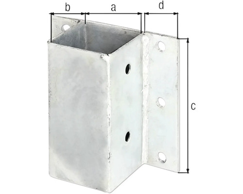 Paaldrager om op te schroeven, 71 x 71 x 150 mm, thermisch verzinkt, 1 stuk