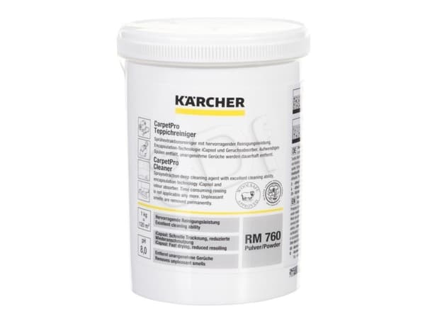 Kärcher CarpetPro RM 760 Classic - Rengjøringsmiddel - pulver - potte - 800 g - profesjonell - konsentrert - hvit - for Kärcher Puzzi 30/4E, Puzzi 8/