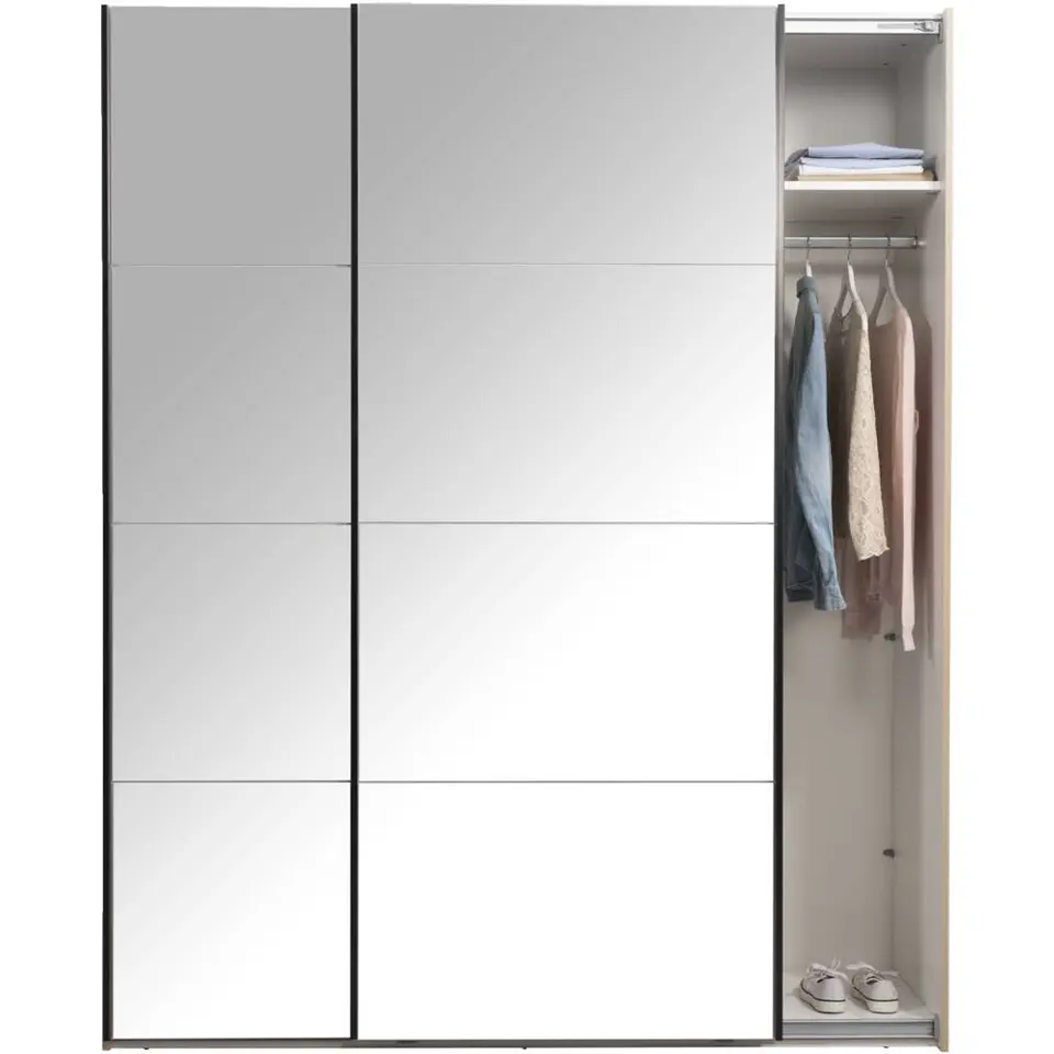 Schuifdeurkast Bergamo met spiegeldeuren - eikenkleur - 221x178,5x66,6 cm
