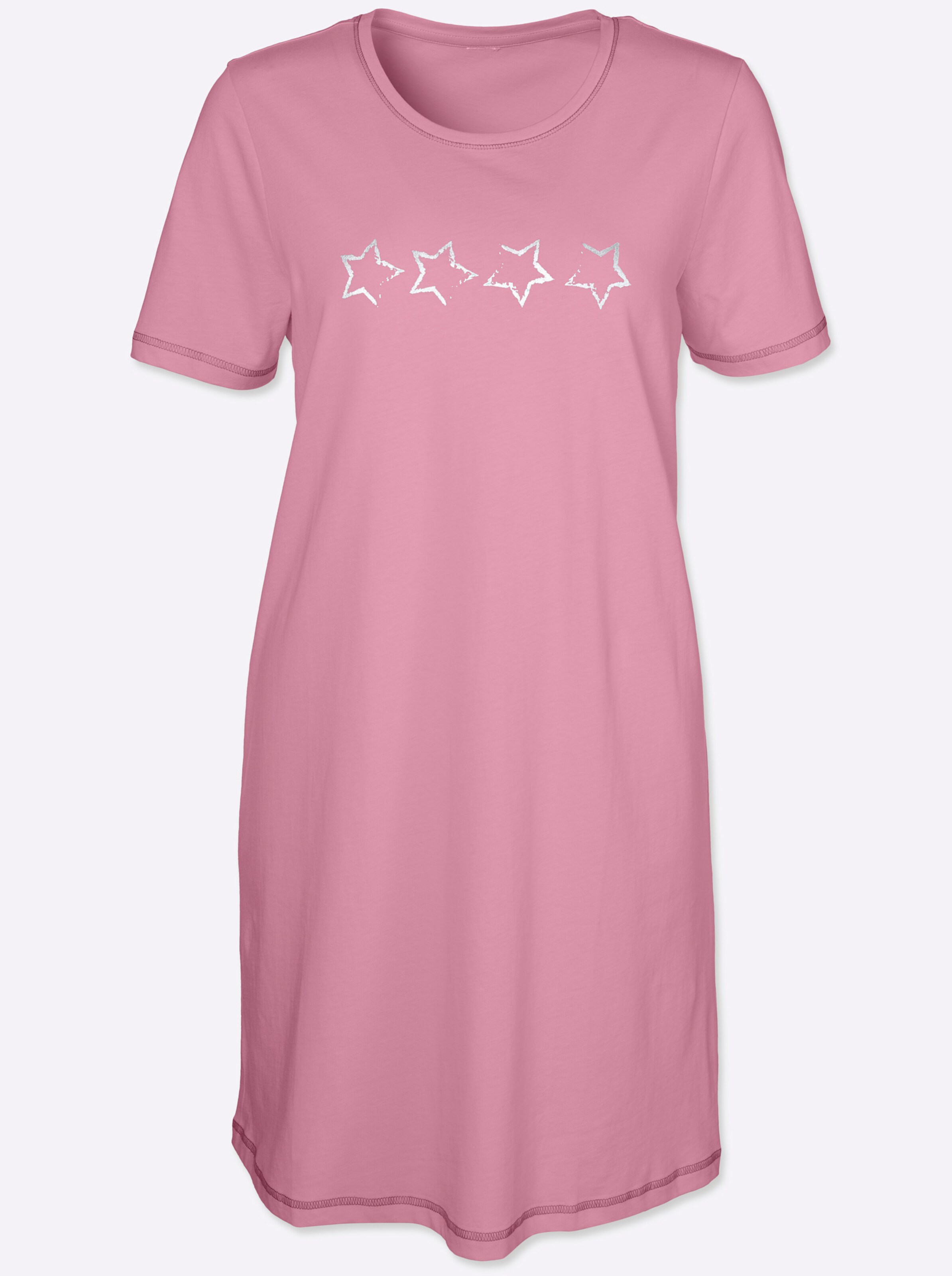 wäschepur Kurzarm-Sleepshirts in erika + erika-gestreift