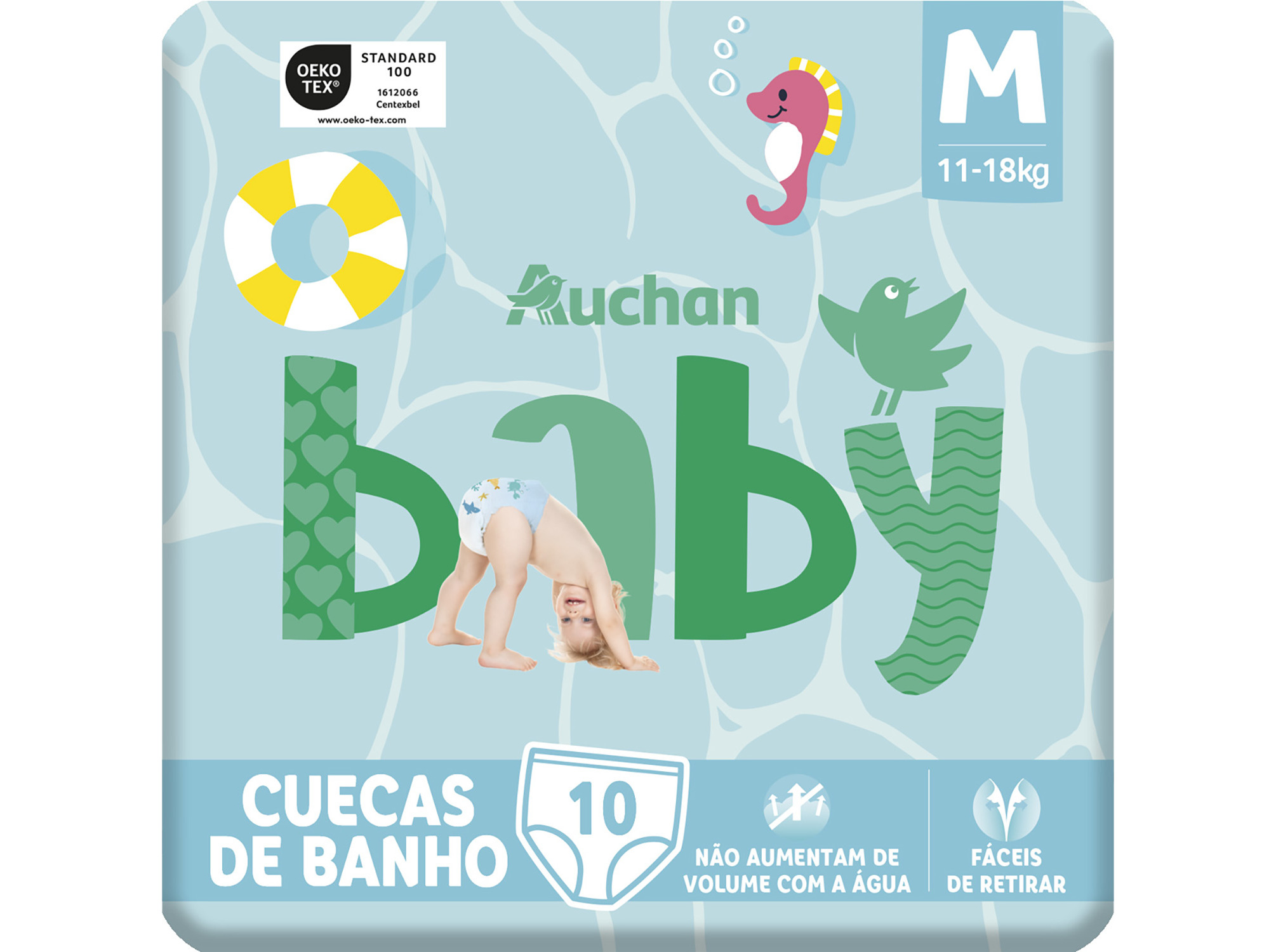 CUECAS DE BANHO AUCHAN BABY TAMANHO M 11-18KG 10UN