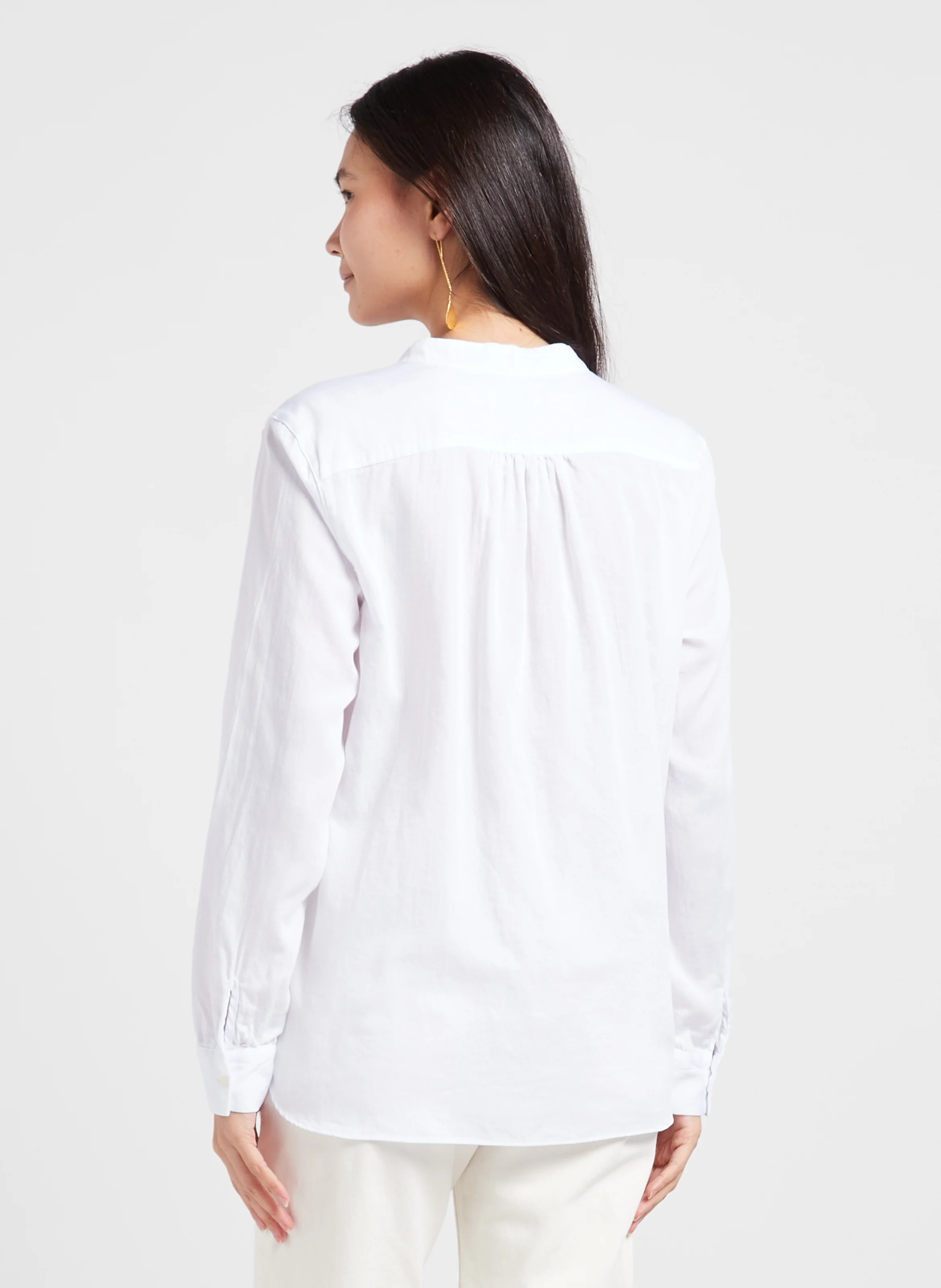 Blouse col rond en coton biologique | Blanc