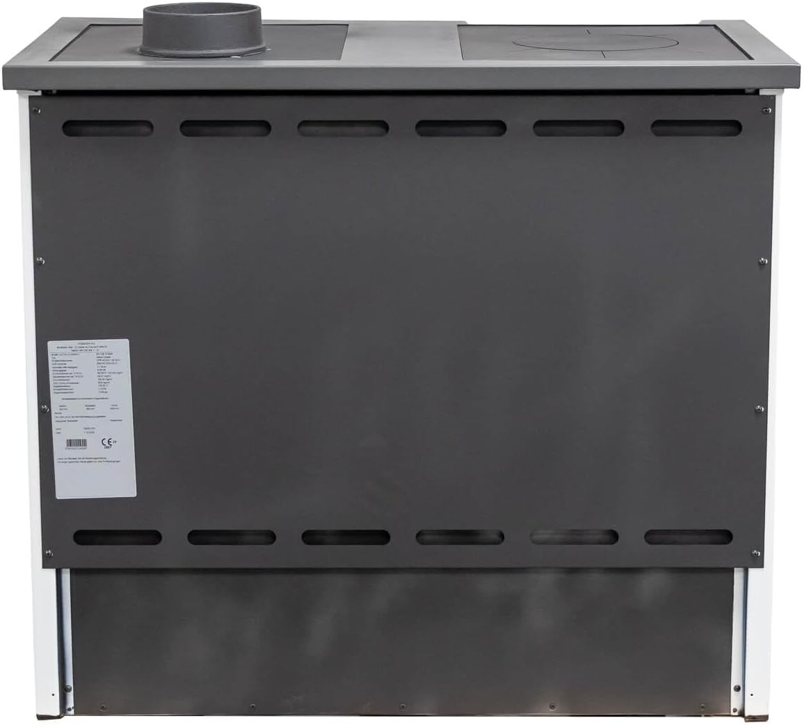 Kaminofen mit Backfach und Herdplatte 4050 Lotus Classic Weiß Holzofen 11 kW Holz Ofen Mehrfachbelegung Kamin Heizofen Küchenherd