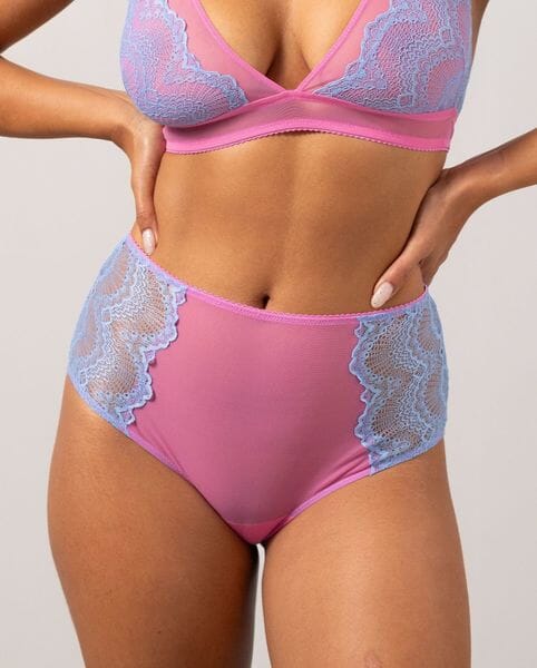 Understatement Underwear Lace Mesh Highwaist Briefs light blue candy pink