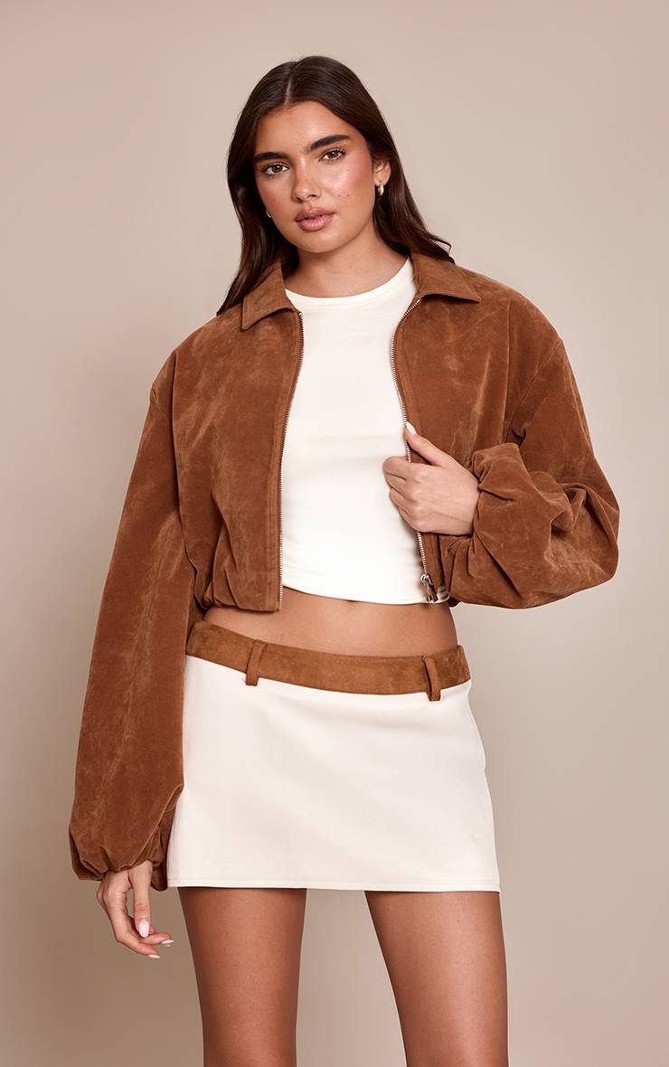 Beige Jupe-short À Ceinture Contrastée