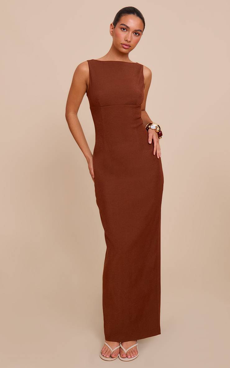 Chocolat Robe Longue Dos Échancré Premium