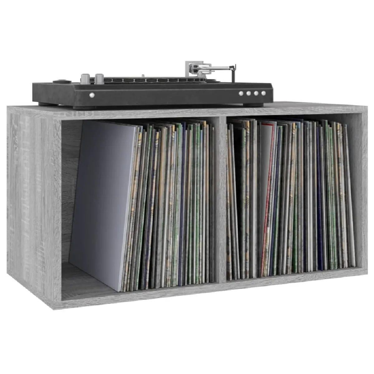 vidaxl Boîte de rangement vinyles - Sonoma gris