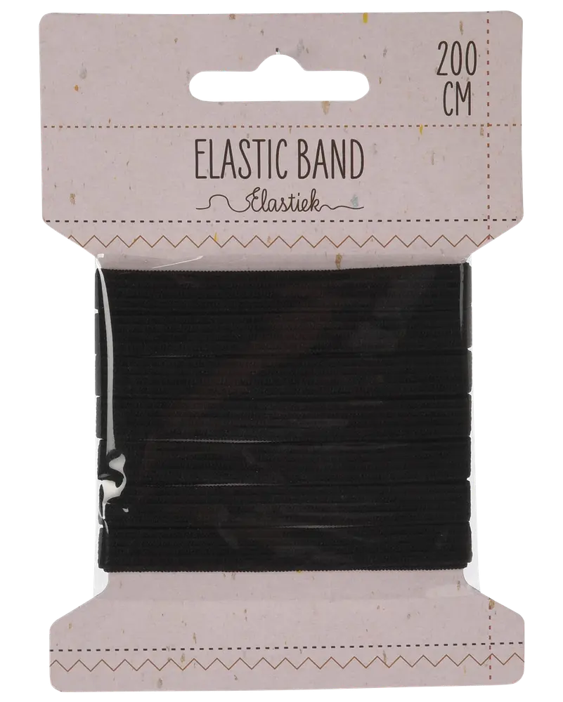 Elastik flad 8 mm x 2 m - sort