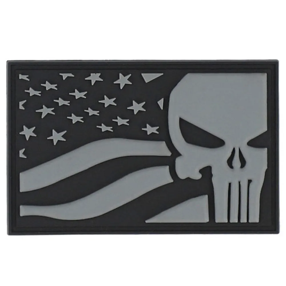 101 INC -  101 Inc. 3D Patch PVC Punisher USA Flag grau