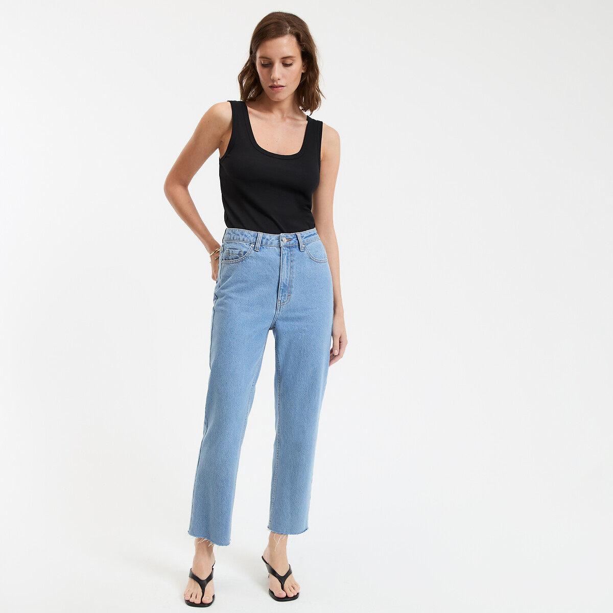 COLEÇÃO LA REDOUTE<br>Calça jeans reta 7/8, cintura alta