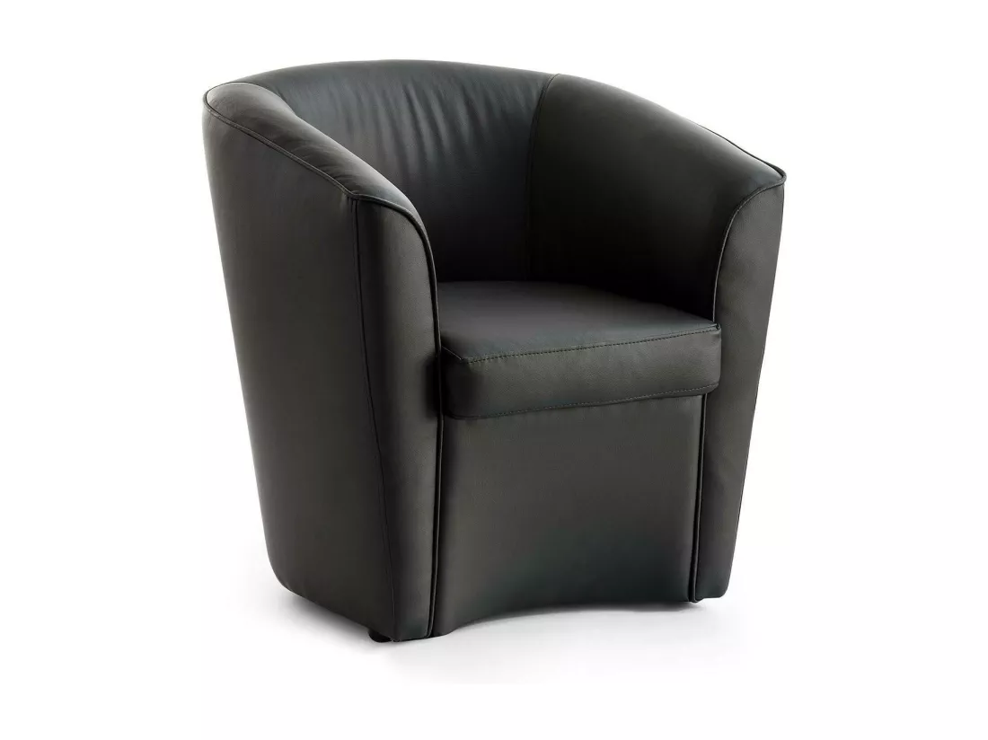 Fauteuil Dabbiat, Fauteuil de salon, 100% Made in Italy, Fauteuil relaxant en éco-cuir, 70x60h74 cm, Noir