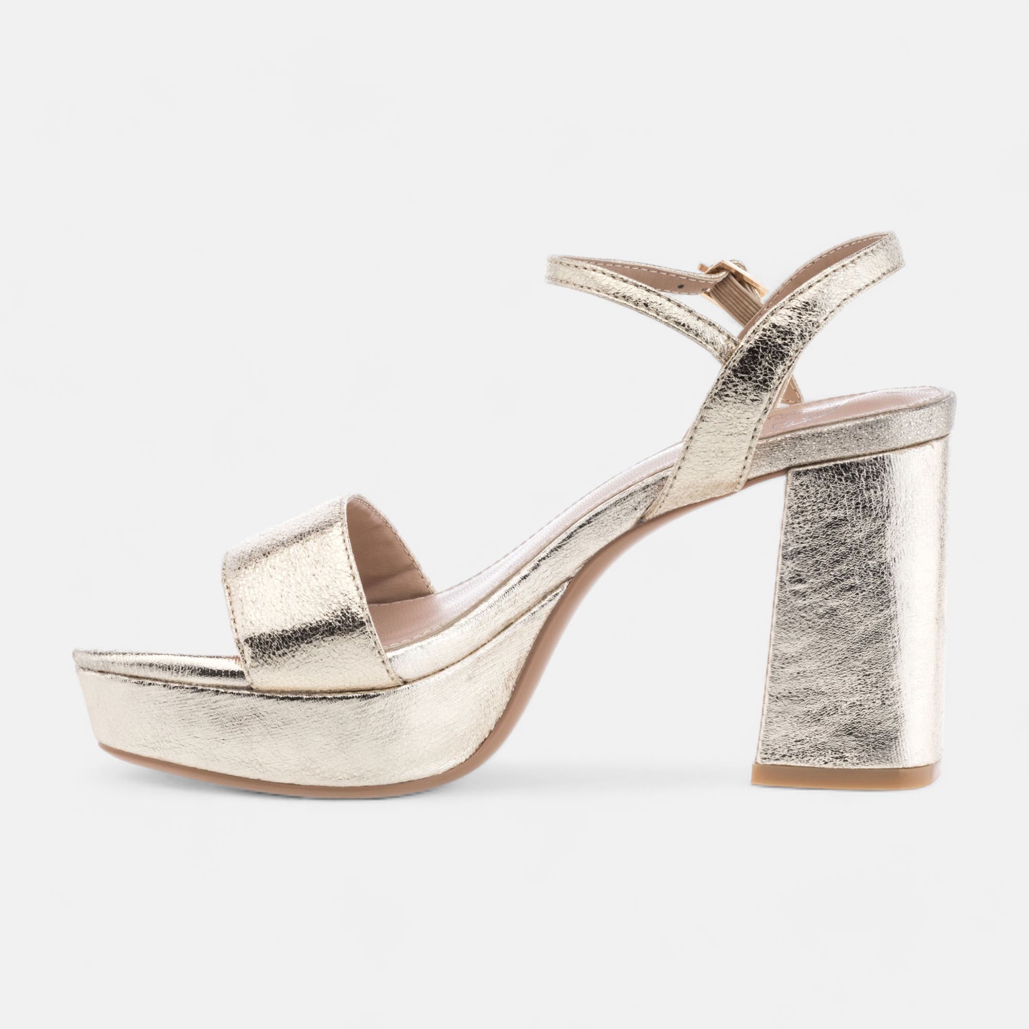 Nu-pieds à talon Femme or