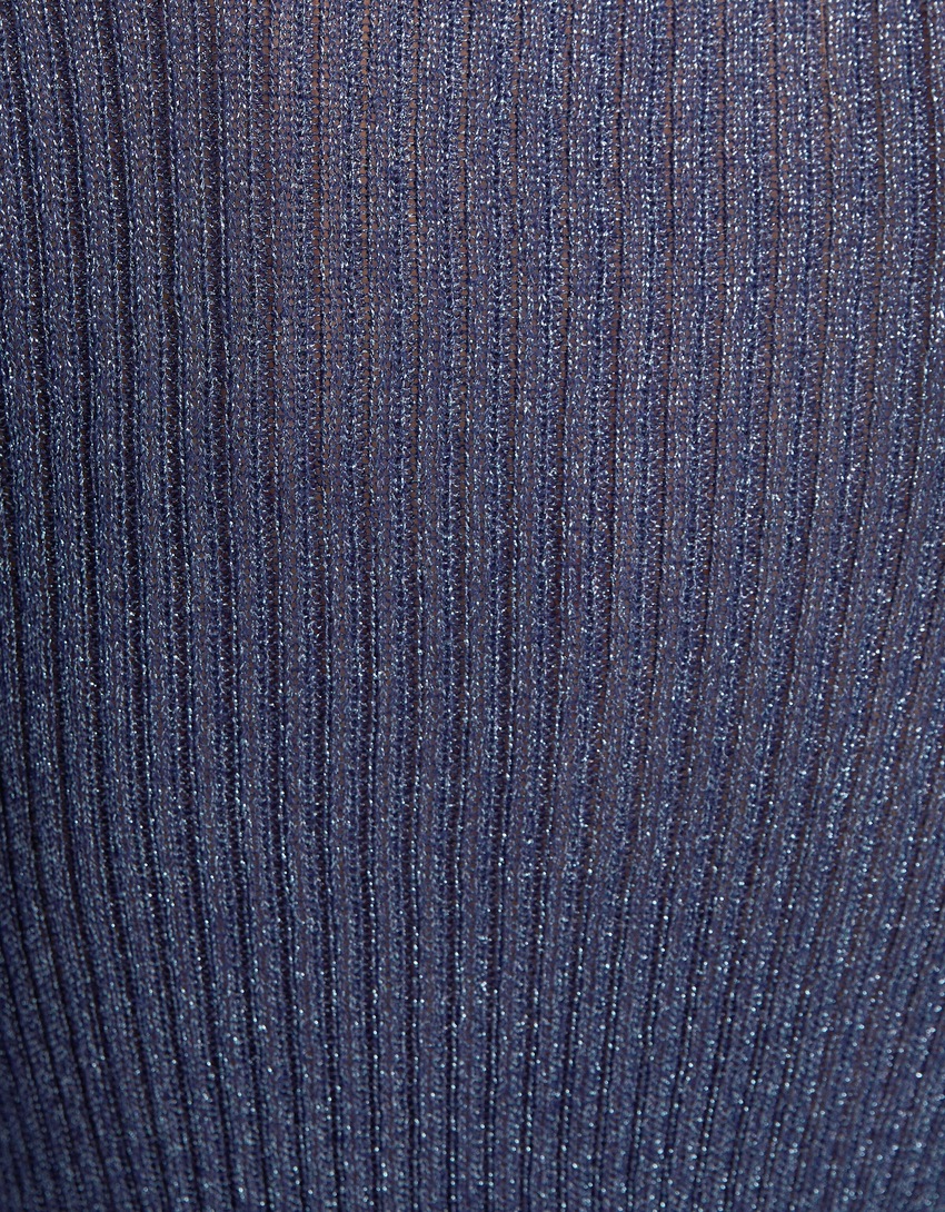 Vestido midi de malha brilhante com mangas compridas