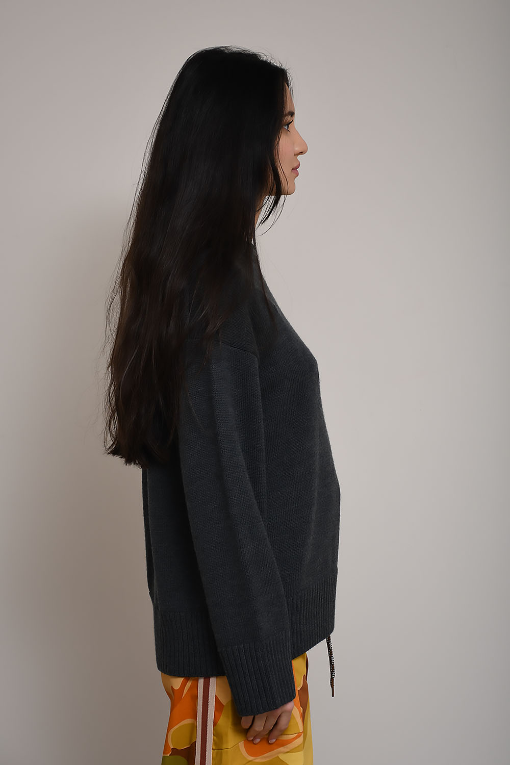 Heavy wool knitted crew