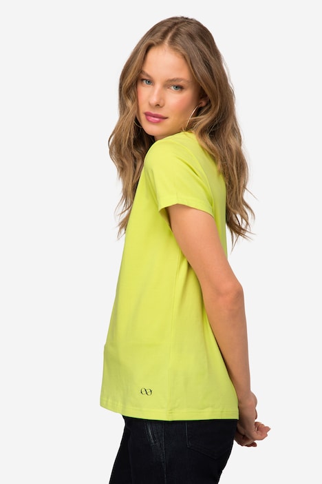 T-Shirt, kleiner Knoten Print, V-Ausschnitt, Halbarm, OEKO-TEX MIG