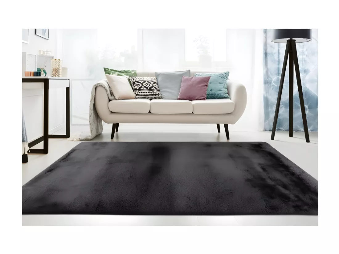 Tapis 290x200cm, design E009Y coloris graphite - Confort et élégance pour votre intérieur