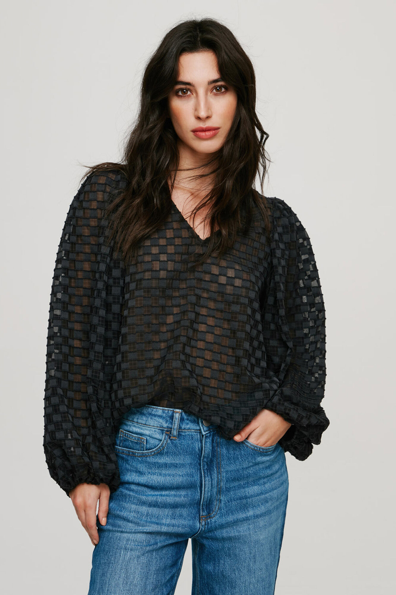 Blusa Globe de manga comprida - Preta